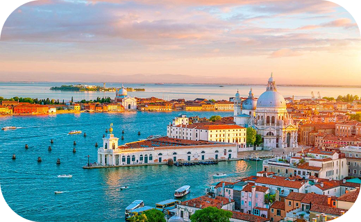 Venice canal scene at sunset
